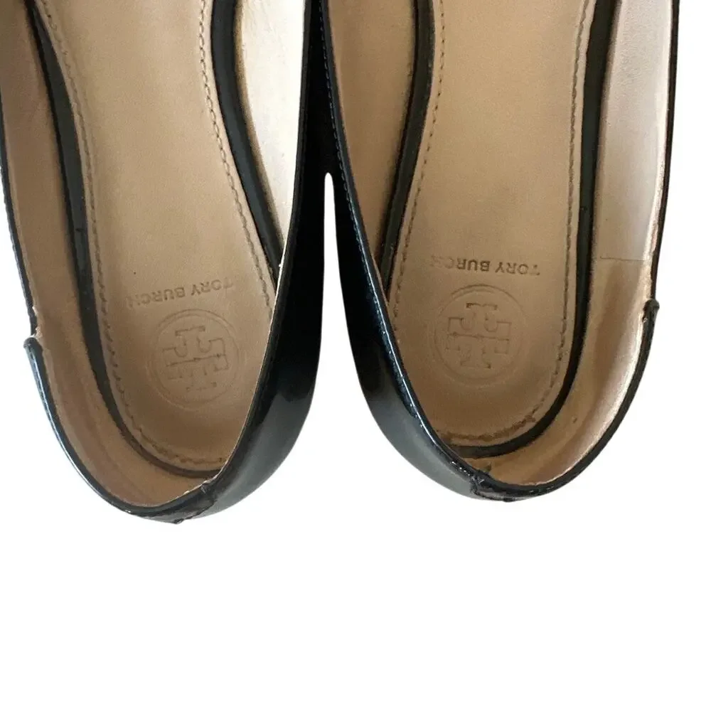 Tory Burch Melody Pointed Toe Patent‎ Flats Black 8